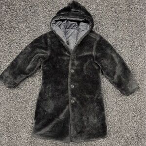 Black Faux Fur Hooded Coat
